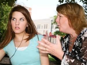 teenager rolling eyes at mother